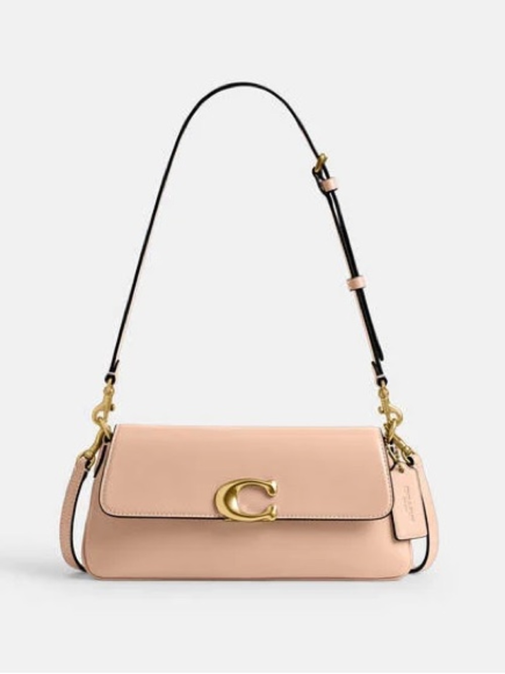 Coach Blush Pink Leather Jet Shoulder Bag with Gold 'C' Accent